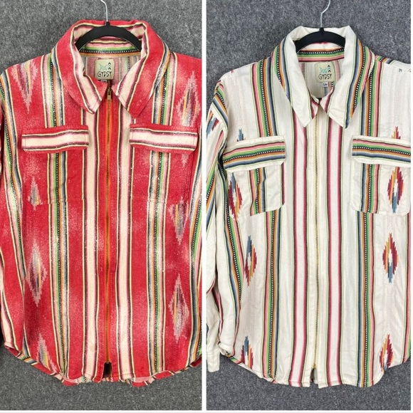 Jaded Gypsy Aztec Western Jacket Boho Southwest Serape Zip Shirt S/M Sunset Vibe - Picture 1 of 15